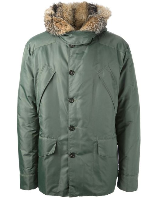 Ermanno Scervino Green Fur Hood Coat for men