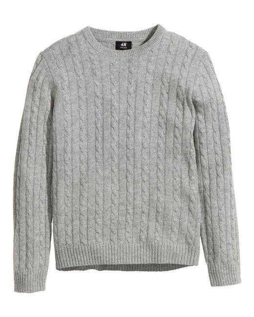 H&M Wool-blend Cable-knit Jumper in Grey for Men | Lyst Australia