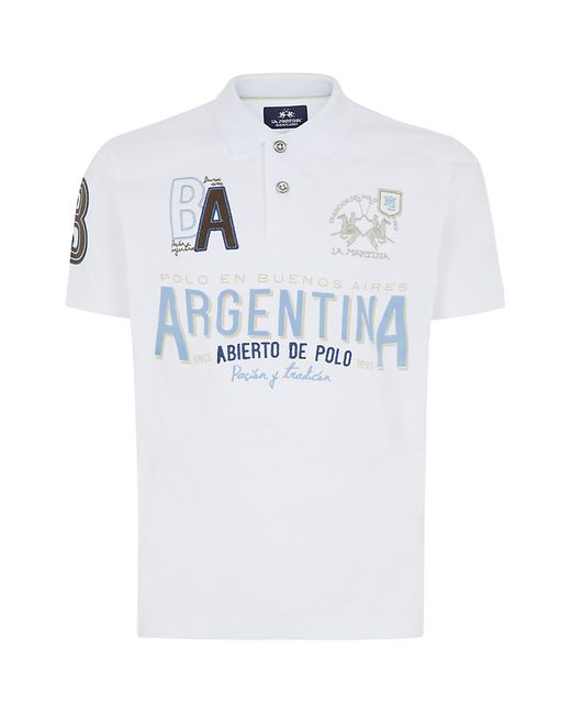 La Martina White Argentina Polo Shirt for men