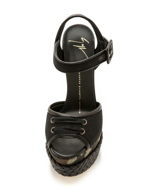 Giuseppe Zanotti Camo Wedge Sandals - Black