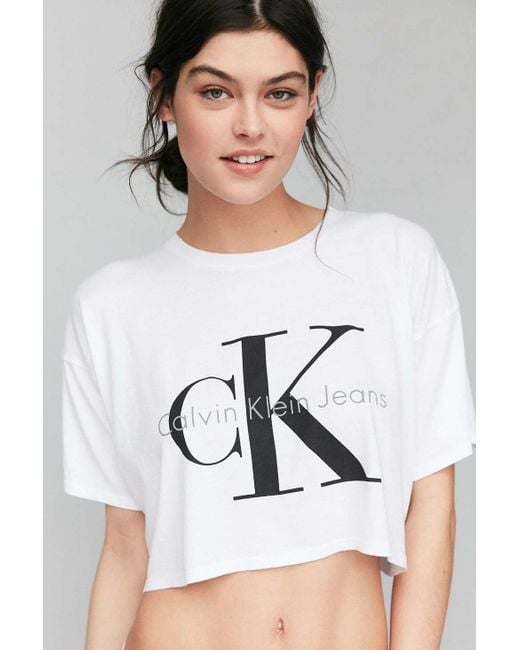 Calvin Klein White Cropped Tee Shirt