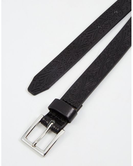 ASOS Black Smart Skinny Belt With Embossed Design for men