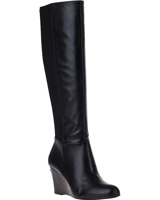 MICHAEL Michael Kors Bromley Wedge Tall Boot Black Leather