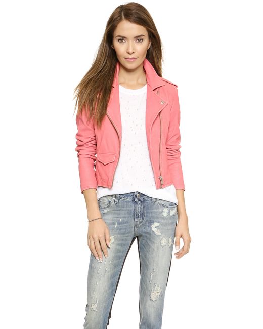 IRO Ashville Leather Jacket - Coral Pink