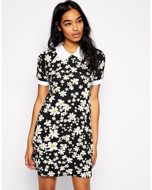 AX Paris White Daisy Print Shift Dress With Collar