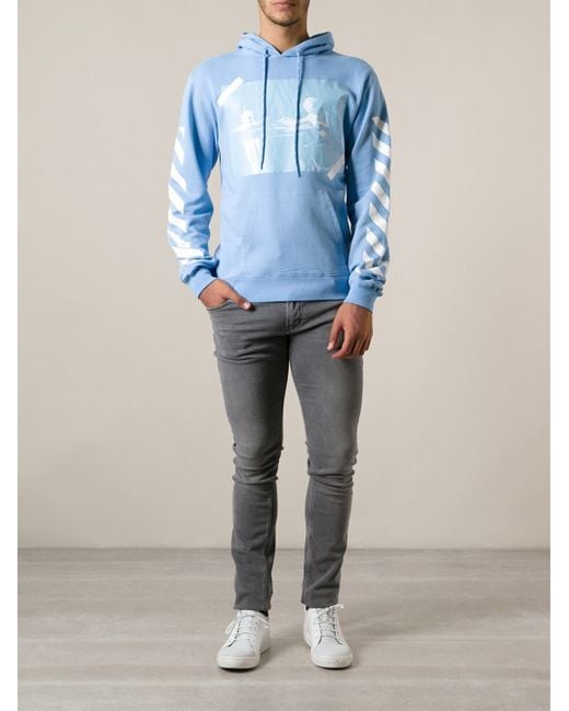 Light blue off white hoodie deals