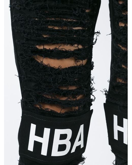 Hood By Air Black Ripped Skinny Jeans for men