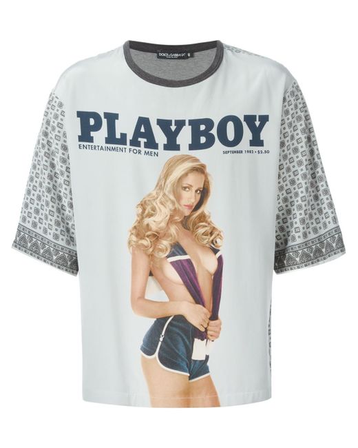 Dolce & Gabbana Gray 'Playboy' Print T-Shirt for men