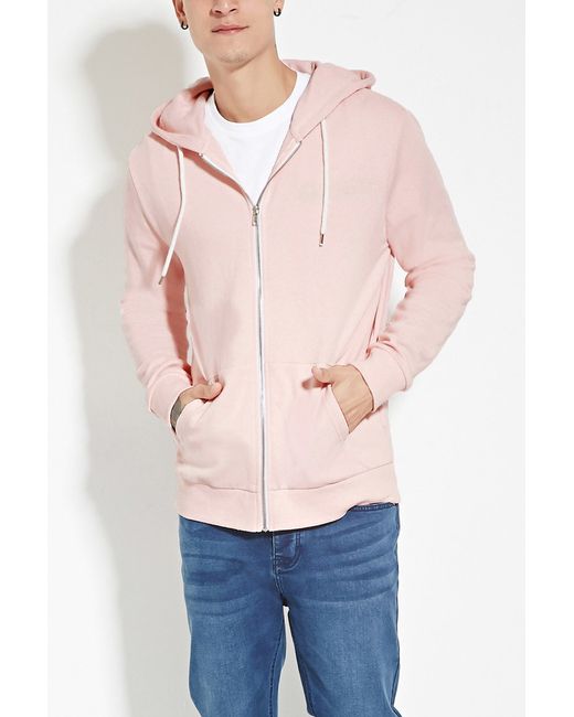 Forever 21 Cotton Zip-up Hoodie in Pink 