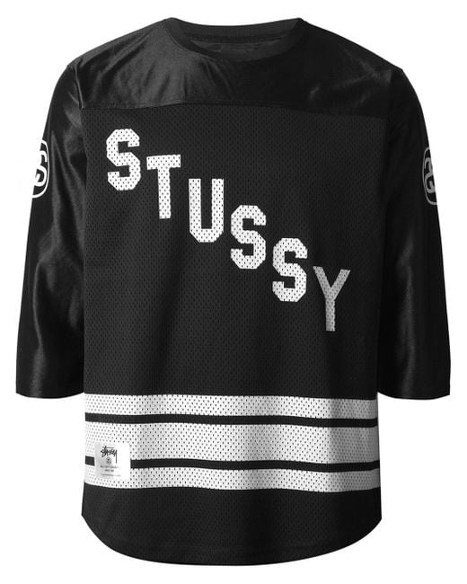 Stussy Black Football Mesh Logo Jersey for men