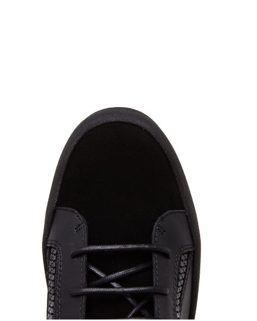 Giuseppe Zanotti Black Suede And Leather Mid-top Trainers
