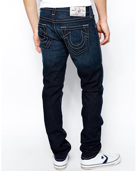 True Religion Blue Jeans Rocco Slim Fit Lonestar Dark Wash for men
