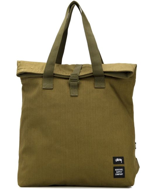 Stussy Green Canvas Tote Bag