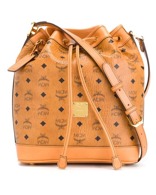 Mcm Mini Heritage Drawstring Bucket Bag in Brown Lyst