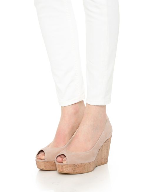 Stuart weitzman anna peep toe platform wedge clearance
