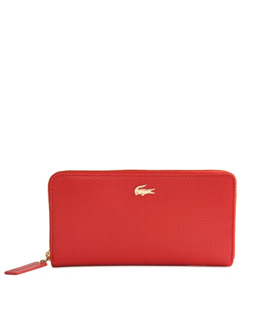 Lacoste Chantaco Zip Wallet in Red | Lyst