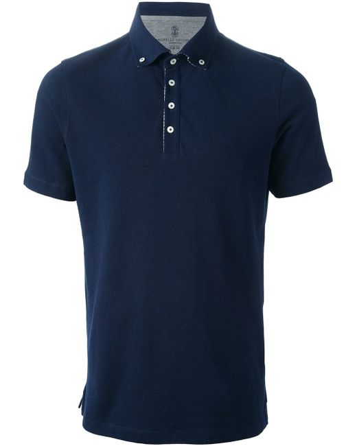 Brunello Cucinelli Button Down Collar Polo Shirt in Blue for Men | Lyst