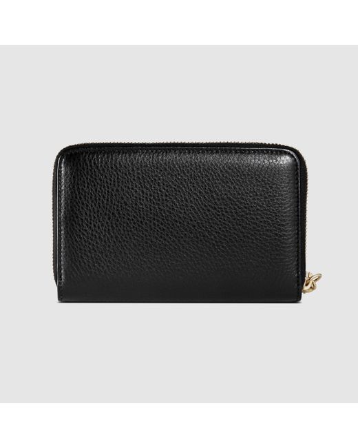 Gucci Soho Leather Zip Around Wallet in Black | Lyst