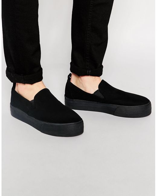 ASOS Slip On Plimsolls In Black With Chunky Sole for men