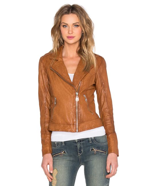 Doma Leather Brown Tan Leather Biker Jacket