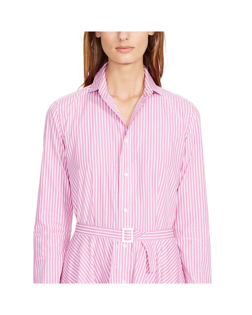 Polo Ralph Lauren Bengal-striped Shirtdress in Pink | Lyst