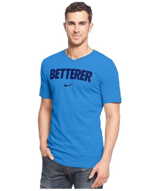 Nike Blue Roger Federer Betterer V-Neck T-Shirt for men