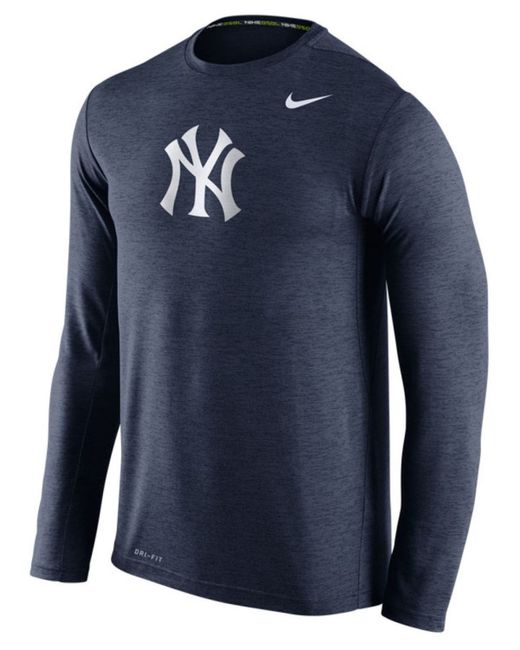 Nike Blue Men's Long-sleeve New York Yankees Dri-fit Touch T-shirt for men