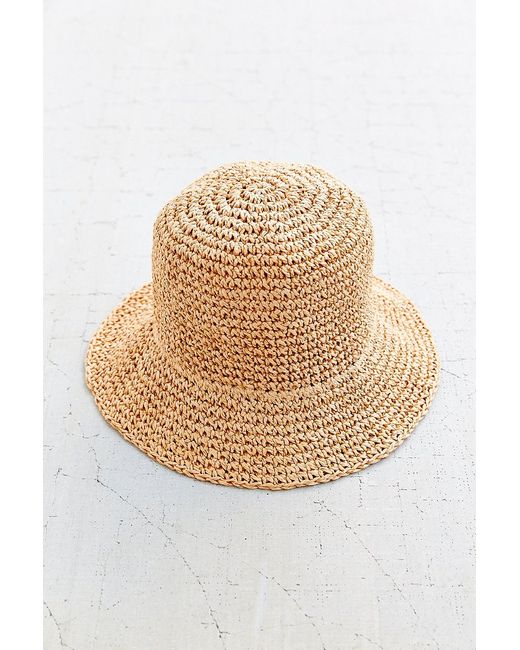 Urban Outfitters Natural Packable Straw Bucket Hat