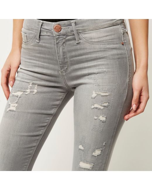 Light Grey Wash Ripped Molly Jeggings 
