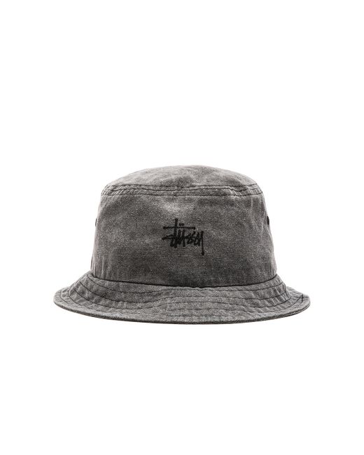 Stussy Black Smooth Stock Enzyme Wash Bucket Hat for men