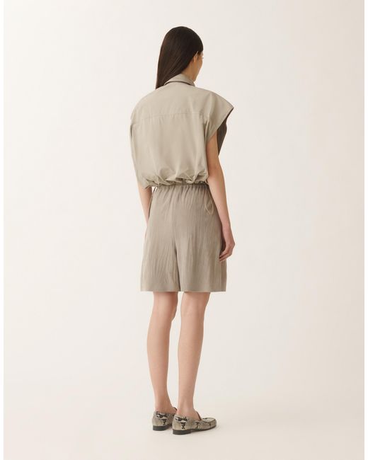 Fabiana Filippi Natural Pleated Suede Bomber Jacket, Clay