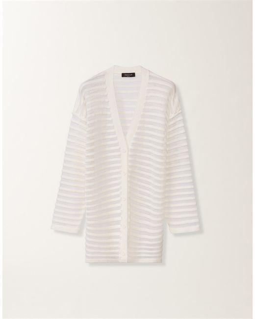 Fabiana Filippi Natural Cotton And Linen Cardigan With Sequins