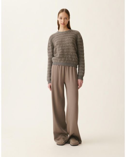 Fabiana Filippi Natural Platinum And Mohair Sweater With Sequin Stripes