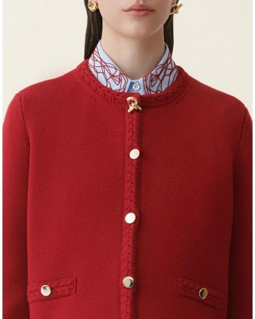 Fabiana Filippi Red Merino Wool Cardigan