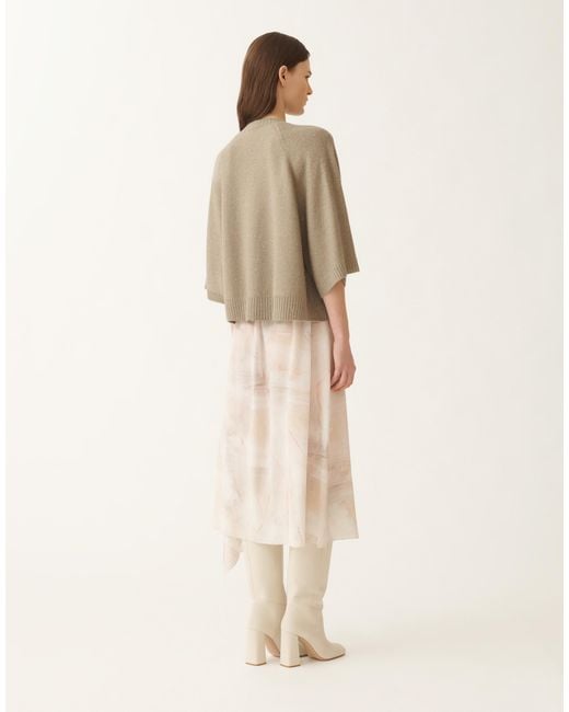 Fabiana Filippi Natural Wool And Silk Cape With Sequins