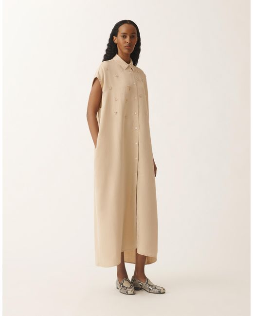 Fabiana Filippi Natural Linen And Viscose Shirt Dress, Sand