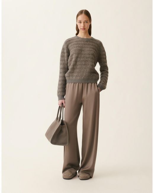 Fabiana Filippi Natural Platinum And Mohair Sweater With Sequin Stripes