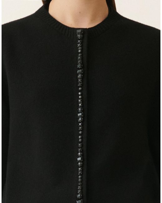 Fabiana Filippi Black Platinum Cardigan With Crystals