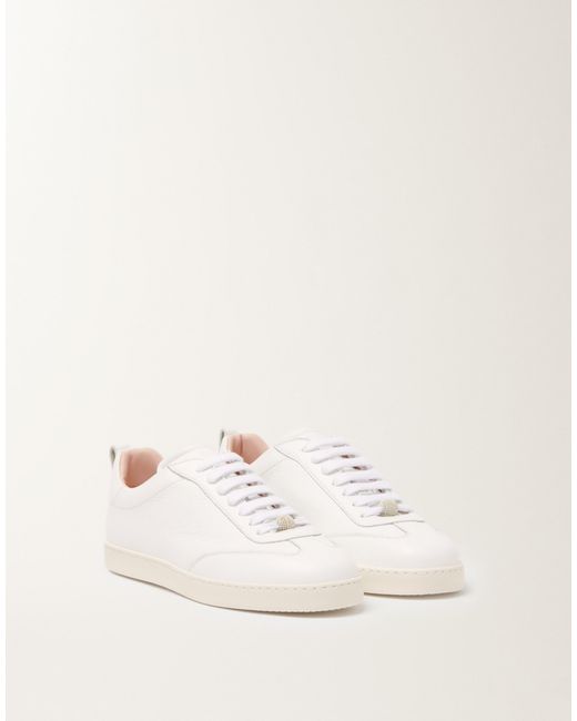 Fabiana Filippi Natural Grain Leather Sneakers, Optic