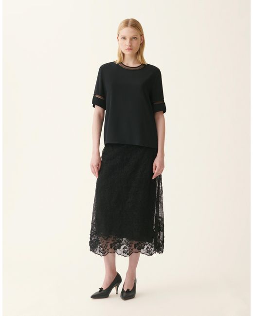 Fabiana Filippi Black Short-Sleeve Crêpe De Chine Top