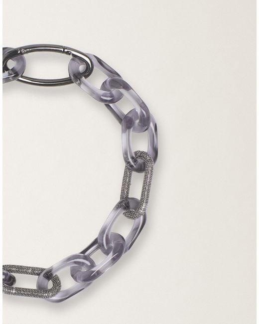 Fabiana Filippi Natural Smoky Plexi Chain Necklace With Filo Diamante