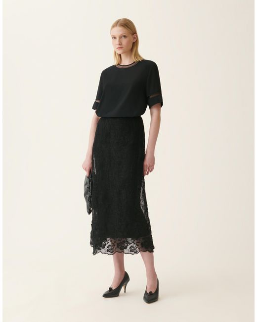 Fabiana Filippi Black Short-Sleeve Crêpe De Chine Top
