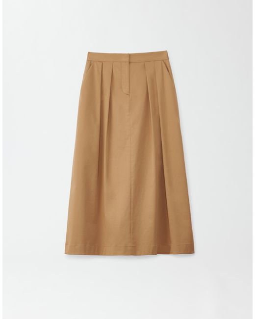 Fabiana Filippi Natural Cotton Gabardine Skirt With Waist Darts