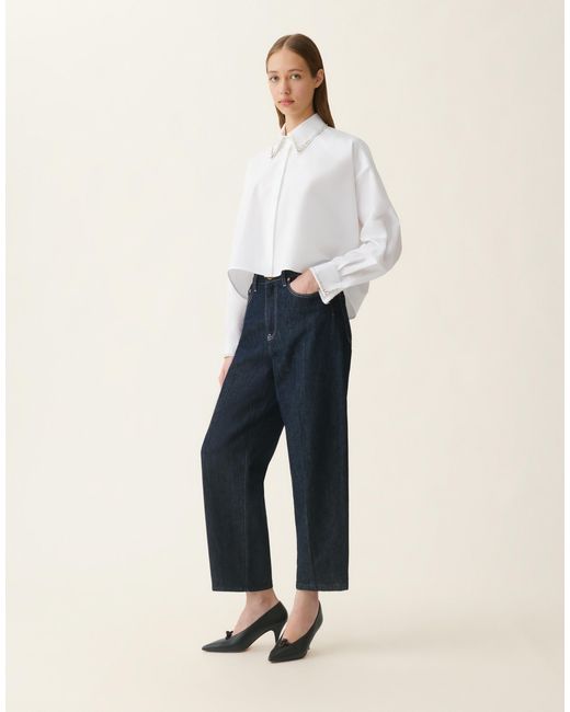 Fabiana Filippi Natural Cropped Poplin Shirt