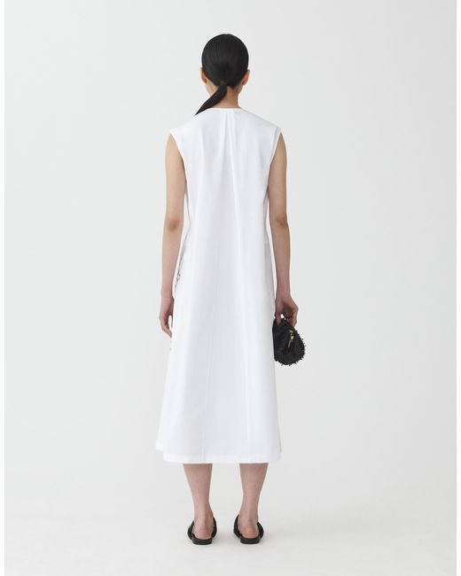 Fabiana Filippi White Popeline-Kleid Mit Stickerei, Weiß