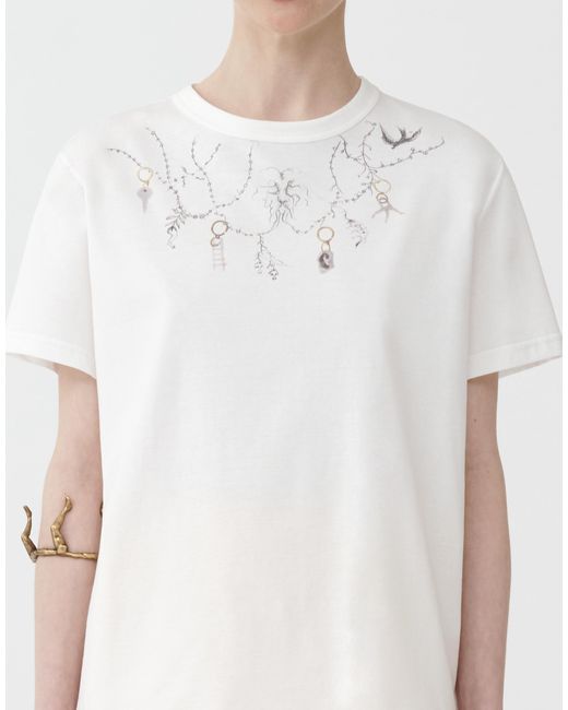 Fabiana Filippi White Bedrucktes T-Shirt Aus Jersey, Weiß