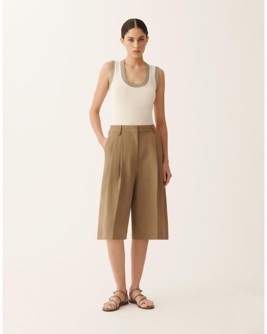Fabiana Filippi Natural Fluid Linen And Viscose Bermuda Shorts