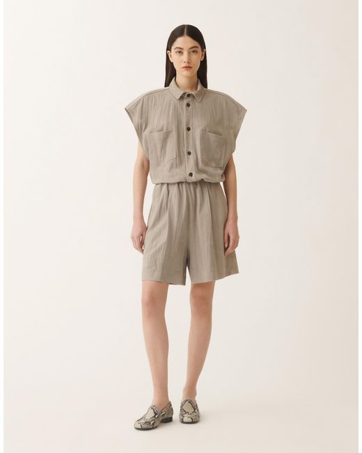 Fabiana Filippi Natural Pleated Suede Bomber Jacket, Clay