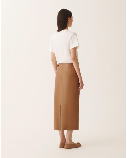 Fabiana Filippi Natural Nappa Lissé Pencil Skirt