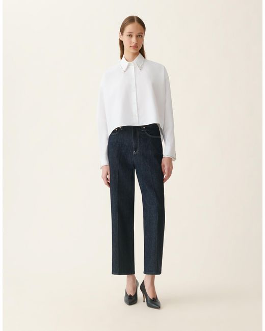 Fabiana Filippi Natural Cropped Poplin Shirt